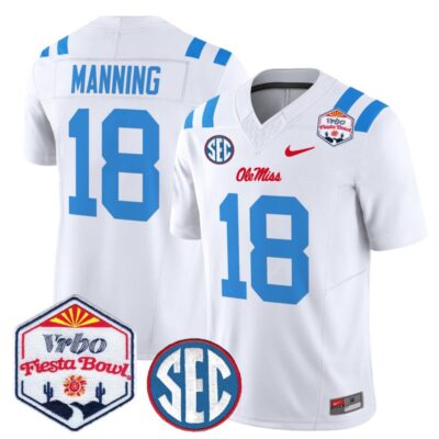 Ole Miss Rebels 2026 The Fiesta Bowl Vapor Limited Stitched Jersey - White Limited / Archie Manning