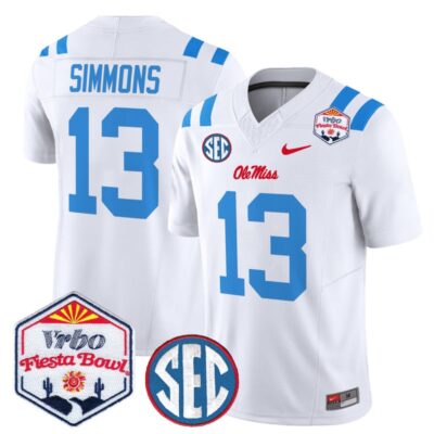 Ole Miss Rebels 2026 The Fiesta Bowl Vapor Limited Stitched Jersey - White Limited / Austin Simmons
