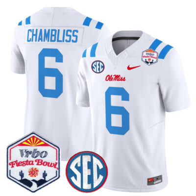 Ole Miss Rebels 2026 The Fiesta Bowl Vapor Limited Stitched Jersey - White Limited / Trinidad Chambliss