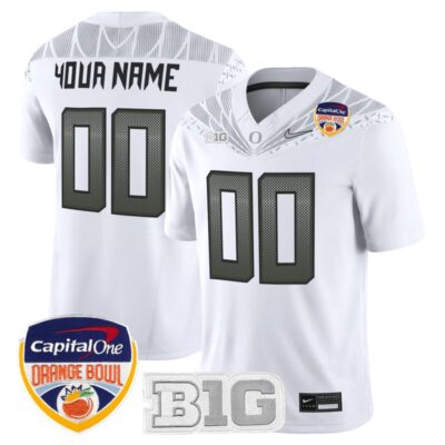 Oregon Ducks 2026 Orange Bowl Vapor Limited Custom Stitched Jersey - White