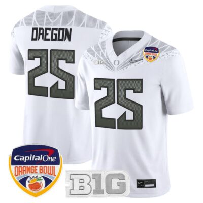 Oregon Ducks 2026 Orange Bowl Vapor Limited Stitched Jersey - White / #25 Oregon