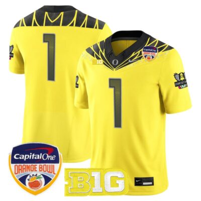 Oregon Ducks 2026 Orange Bowl Vapor Limited Stitched Jersey - Yellow / #1 Team