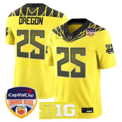 Oregon Ducks 2026 Orange Bowl Vapor Limited Stitched Jersey - Yellow / #25 Oregon