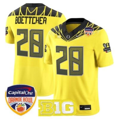 Oregon Ducks 2026 Orange Bowl Vapor Limited Stitched Jersey - Yellow / Bryce Boettcher