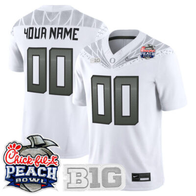 Oregon Ducks 2026 Peach Bowl Vapor Limited Custom Stitched Jersey - White