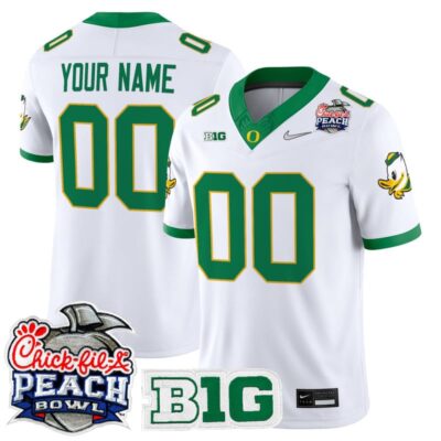 Oregon Ducks 2026 Peach Bowl Vapor Limited Custom Stitched Jersey - White Alternate