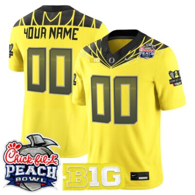 Oregon Ducks 2026 Peach Bowl Vapor Limited Custom Stitched Jersey - Yellow