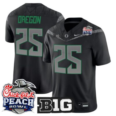Oregon Ducks 2026 Peach Bowl Vapor Limited Stitched Jersey - Black / #25 Oregon