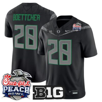 Oregon Ducks 2026 Peach Bowl Vapor Limited Stitched Jersey - Black / Bryce Boettcher