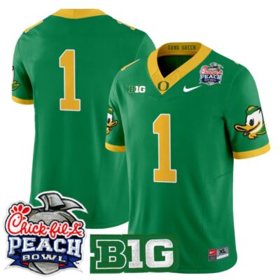 Oregon Ducks 2026 Peach Bowl Vapor Limited Stitched Jersey - Green / #1 Team