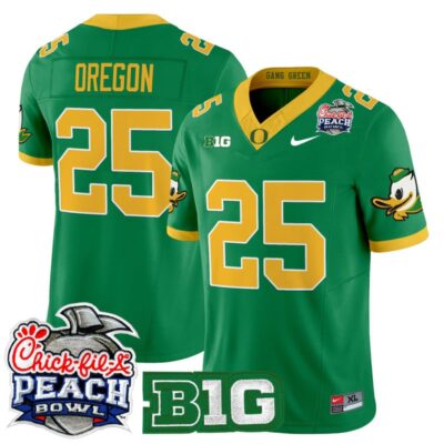 Oregon Ducks 2026 Peach Bowl Vapor Limited Stitched Jersey - Green / #25 Oregon