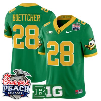 Oregon Ducks 2026 Peach Bowl Vapor Limited Stitched Jersey - Green / Bryce Boettcher