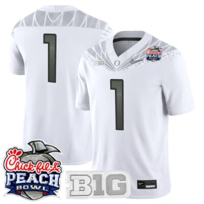 Oregon Ducks 2026 Peach Bowl Vapor Limited Stitched Jersey - White / #1 Team