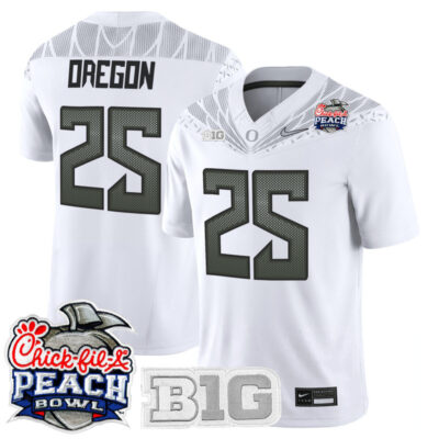 Oregon Ducks 2026 Peach Bowl Vapor Limited Stitched Jersey - White / #25 Oregon
