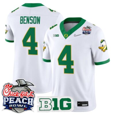 Oregon Ducks 2026 Peach Bowl Vapor Limited Stitched Jersey - White Alternate / Malik Benson