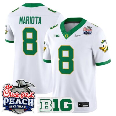 Oregon Ducks 2026 Peach Bowl Vapor Limited Stitched Jersey - White Alternate / Marcus Mariota