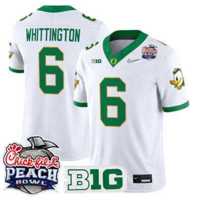 Oregon Ducks 2026 Peach Bowl Vapor Limited Stitched Jersey - White Alternate / Noah Whittington