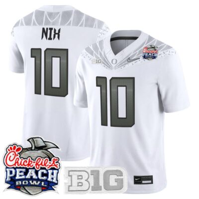 Oregon Ducks 2026 Peach Bowl Vapor Limited Stitched Jersey - White / Bo Nix