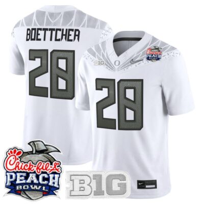 Oregon Ducks 2026 Peach Bowl Vapor Limited Stitched Jersey - White / Bryce Boettcher