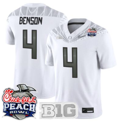 Oregon Ducks 2026 Peach Bowl Vapor Limited Stitched Jersey - White / Malik Benson