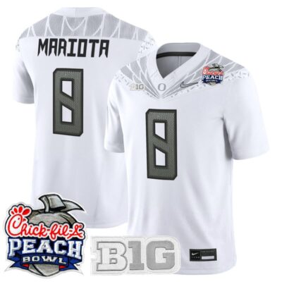 Oregon Ducks 2026 Peach Bowl Vapor Limited Stitched Jersey - White / Marcus Mariota