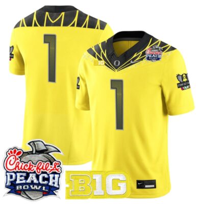 Oregon Ducks 2026 Peach Bowl Vapor Limited Stitched Jersey - Yellow / #1 Team