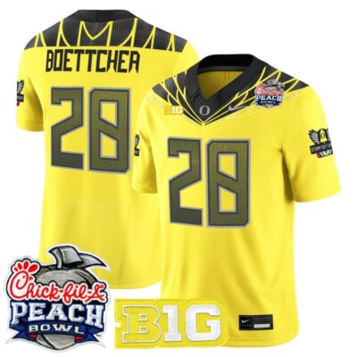Oregon Ducks 2026 Peach Bowl Vapor Limited Stitched Jersey - Yellow / Bryce Boettcher