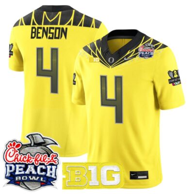 Oregon Ducks 2026 Peach Bowl Vapor Limited Stitched Jersey - Yellow / Malik Benson