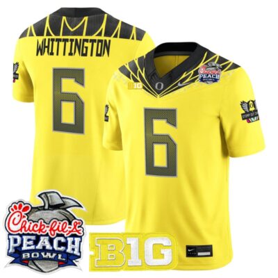 Oregon Ducks 2026 Peach Bowl Vapor Limited Stitched Jersey - Yellow / Noah Whittington