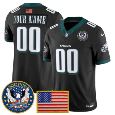 Philadelphia Eagles "United States 250th Anniversary Patch" Vapor Limited Custom Jersey - Black