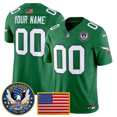 Philadelphia Eagles "United States 250th Anniversary Patch" Vapor Limited Custom Jersey - Kelly Green