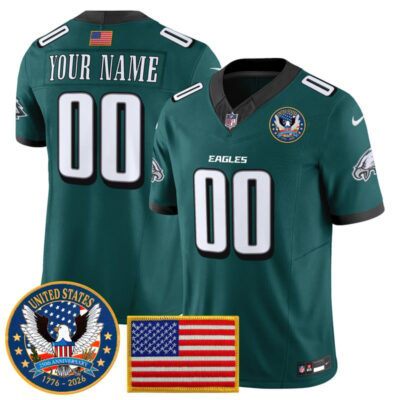 Philadelphia Eagles "United States 250th Anniversary Patch" Vapor Limited Custom Jersey - Midnight Green
