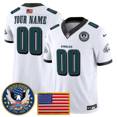 Philadelphia Eagles "United States 250th Anniversary Patch" Vapor Limited Custom Jersey - White