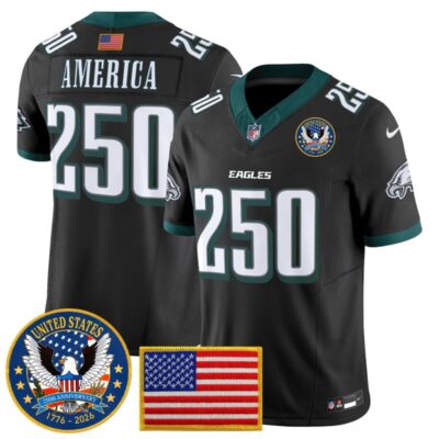 Philadelphia Eagles "United States 250th Anniversary Patch" Vapor Limited Jersey - Black / #250 America