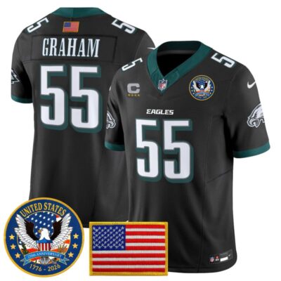 Philadelphia Eagles "United States 250th Anniversary Patch" Vapor Limited Jersey - Black / Brandon Graham