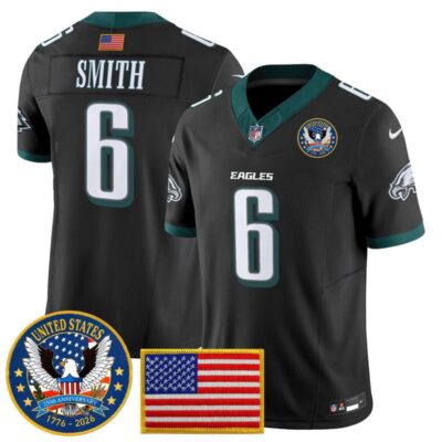 Philadelphia Eagles "United States 250th Anniversary Patch" Vapor Limited Jersey - Black / DeVonta Smith