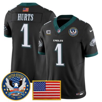 Philadelphia Eagles "United States 250th Anniversary Patch" Vapor Limited Jersey - Black / Jalen Hurts