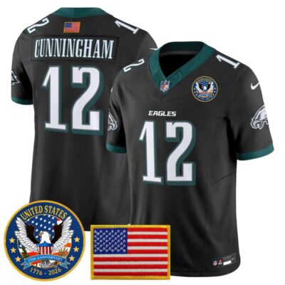 Philadelphia Eagles "United States 250th Anniversary Patch" Vapor Limited Jersey - Black / Randall Cunningham
