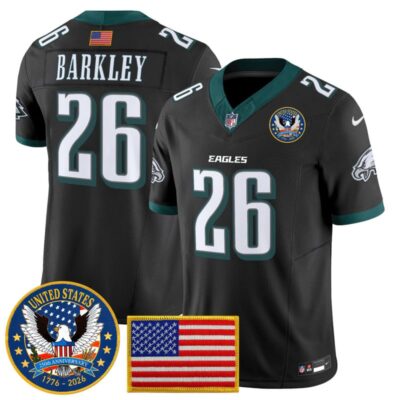 Philadelphia Eagles "United States 250th Anniversary Patch" Vapor Limited Jersey - Black / Saquon Barkley