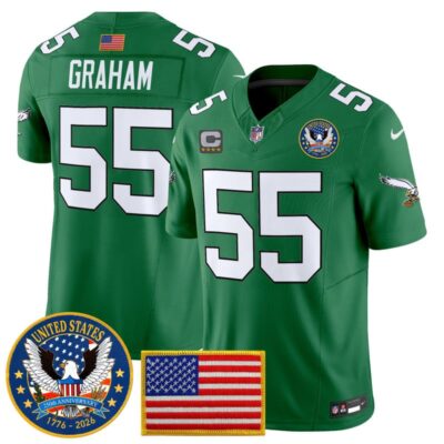 Philadelphia Eagles "United States 250th Anniversary Patch" Vapor Limited Jersey - Kelly Green / Brandon Graham