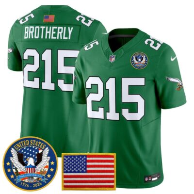 Philadelphia Eagles "United States 250th Anniversary Patch" Vapor Limited Jersey - Kelly Green / Brotherly 215