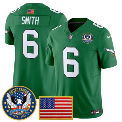 Philadelphia Eagles "United States 250th Anniversary Patch" Vapor Limited Jersey - Kelly Green / DeVonta Smith
