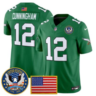 Philadelphia Eagles "United States 250th Anniversary Patch" Vapor Limited Jersey - Kelly Green / Randall Cunningham