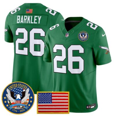 Philadelphia Eagles "United States 250th Anniversary Patch" Vapor Limited Jersey - Kelly Green / Saquon Barkley