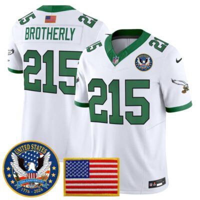 Philadelphia Eagles "United States 250th Anniversary Patch" Vapor Limited Jersey - Kelly White / Brotherly 215