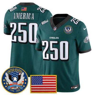Philadelphia Eagles "United States 250th Anniversary Patch" Vapor Limited Jersey - Midnight Green / #250 America