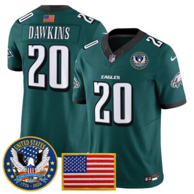 Philadelphia Eagles "United States 250th Anniversary Patch" Vapor Limited Jersey - Midnight Green / Brian Dawkins