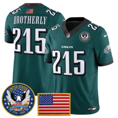 Philadelphia Eagles "United States 250th Anniversary Patch" Vapor Limited Jersey - Midnight Green / Brotherly 215