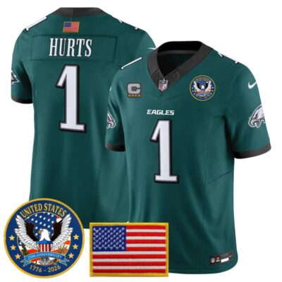 Philadelphia Eagles "United States 250th Anniversary Patch" Vapor Limited Jersey - Midnight Green / Jalen Hurts