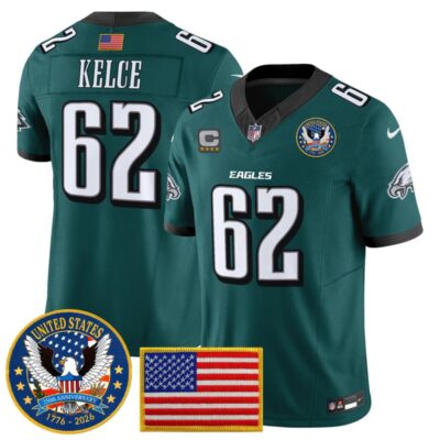 Philadelphia Eagles "United States 250th Anniversary Patch" Vapor Limited Jersey - Midnight Green / Jason Kelce